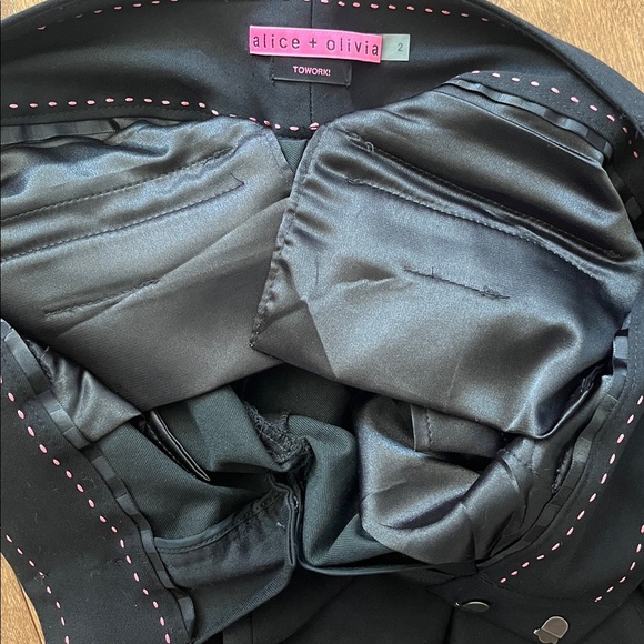 Alice + Olivia Straight-Leg Mid Rise Trousers Black Size 2 Quiet Luxury - Picture 7 of 7